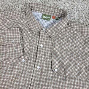 Howler Bros Mens Large Brown Plaid Vented Pearl Snap Long Sleeve